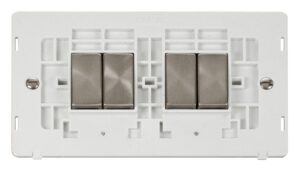 Click Definity Ingot 10Ax 4 Gang 2 Way Switch Insert White / Brushed Stainless