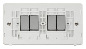 Click Definity Ingot 10Ax 4 Gang 2 Way Switch Insert White / Chrome
