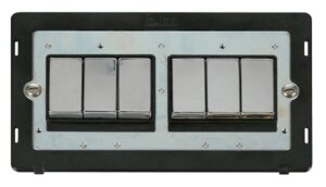 Click Definity Ingot 10Ax 6 Gang 2 Way Switch Insert Black / Chrome