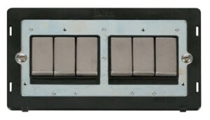 Click Definity Ingot 10Ax 6 Gang 2 Way Switch Insert Black / Stainless Steel