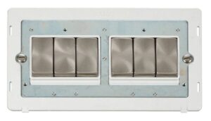 Click Definity Ingot 10Ax 6 Gang 2 Way Switch Insert White / Brushed Stainless