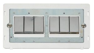 Click Definity Ingot 10Ax 6 Gang 2 Way Switch Insert White / Chrome