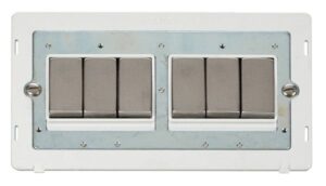 Click Definity Ingot 10Ax 6 Gang 2 Way Switch Insert White / Stainless Steel
