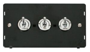 Click Definity 10Ax 3 Gang 2 Way Toggle Switch Insert Chrome