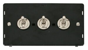 Click Definity 10Ax 3 Gang 2 Way Toggle Switch Insert Pearl Nickel