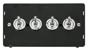 Click Definity 10Ax 4 Gang 2 Way Toggle Switch Insert Chrome