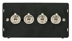 Click Definity 10Ax 4 Gang 2 Way Toggle Switch Insert Pearl Nickel