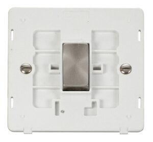 Click Definity Ingot 10Ax 1 Gang Intermediate Switch Insert White / Brushed Stainless