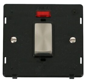 Click Definity Ingot 45A 1 Gang Plate Dp Switch With Neon Insert Black