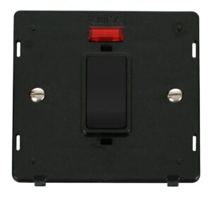 Click Definity 50A 1 Gang Double Pole Plate Switch With Neon Insert Black Insert & Rocker
