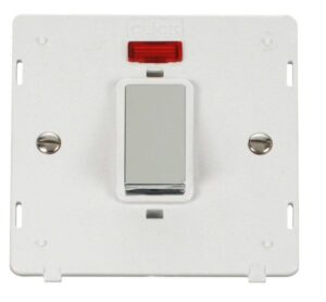 Click Definity Ingot 45A 1 Gang Plate Dp Switch With Neon Insert White