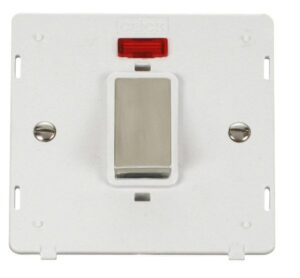 Click Definity Ingot 45A 1 Gang Plate Dp Switch With Neon Insert White