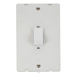 Click Definity 50A 2 Gang (Vertical) Double Pole Plate Switch Insert Polar White Insert & Rocker