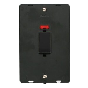 Click Definity 50A 2 Gang (Vertical) Double Pole Plate Switch With Neon Insert Black Insert & Rocker