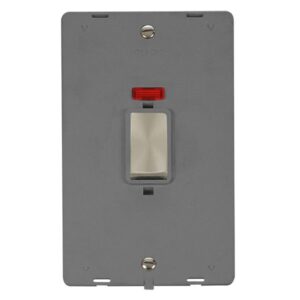 Click Definity 50A Ingot 2 Gang (Vertical) Double Pole Plate Switch With Neon Insert
