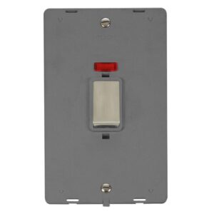Click Definity 50A Ingot 2 Gang (Vertical) Double Pole Plate Switch With Neon Insert