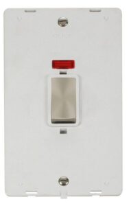 Click Definity Ingot 45A 2 Gang Plate Dp Switch With Neon Insert White