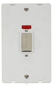 Click Definity Ingot 45A 2 Gang Plate Dp Switch With Neon Insert White