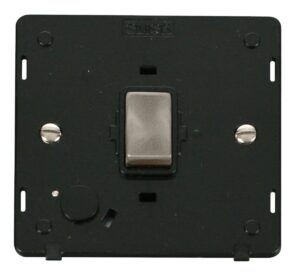 Click Definity Ingot 20A Dp Switch With Flex Outlet Insert Black / Brushed Stainless
