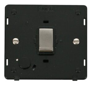 Click Definity Ingot 20A Dp Switch With Flex Outlet Insert Black / Stainless Steel