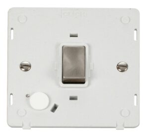 Click Definity Ingot 20A Dp Switch With Flex Outlet Insert White / Brushed Stainless