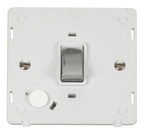 Click Definity Ingot 20A Dp Switch With Flex Outlet Insert White / Chrome