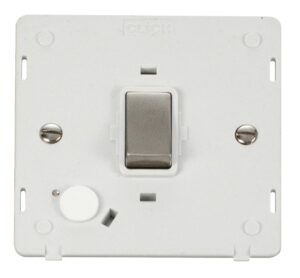 Click Definity Ingot 20A Dp Switch With Flex Outlet Insert White / Stainless Steel