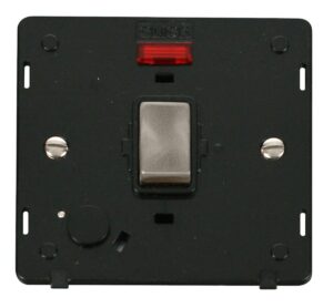 Click Definity Ingot 20A Dp Switch With Flex Outlet & Neon Insert Black / Br. Stainless