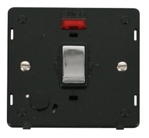 Click Definity Ingot 20A Dp Switch With Flex Outlet & Neon Insert Black / Chrome