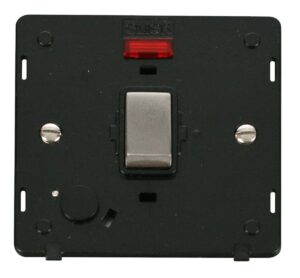 Click Definity Ingot 20A Dp Switch With Flex Outlet & Neon Insert Black / St. Steel