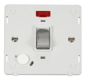 Click Definity Ingot 20A Dp Switch With Flex Outlet & Neon Insert White / Chrome
