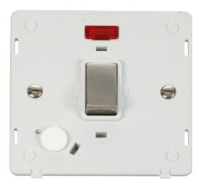 Click Definity Ingot 20A Dp Switch With Flex Outlet & Neon Insert White / St. Steel