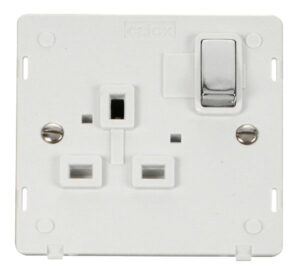 Click Definity Ingot 1 Gang 13A Dp Switched Socket Insert White / Chrome