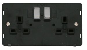 Click Definity Ingot 2 Gang 13A Dp Switched Socket Insert Black / Chrome