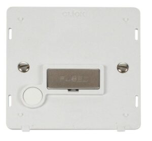 Click Definity Ingot 13A Fused Conn. Unit With Flex Outlet Insert White / St. Steel