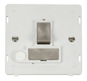 Click Definity Ingot 13A Fused Sw. Conn. Unit With Flex Outlet Insert White / Br. St.