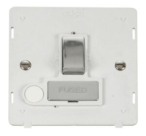 Click Definity Ingot 13A Fused Sw. Conn. Unit With Flex Outlet Insert White / Chrome