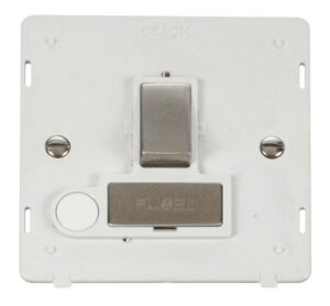 Click Definity Ingot 13A Fused Sw. Conn. Unit With Flex Outlet Insert White / St. Steel