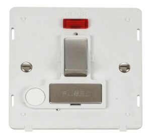 Click Definity Ingot 13A Fused Sw. Conn. Unit With F/O Insert & Neon White / St. Steel
