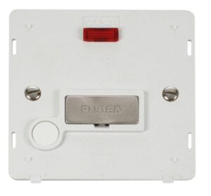 Click Definity Ingot 13A Fused Conn. Unit With F/O Insert & Neon White / Br. Stainless