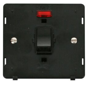 Click Definity 20A 1 Gang Dp Switch With Neon Insert Black