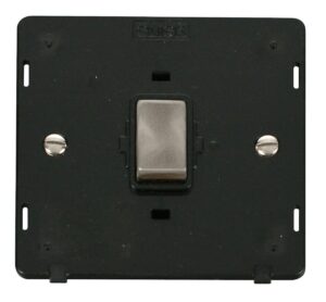 Click Definity Ingot 20A 1 Gang Dp Switch Insert Black / Brushed Stainless