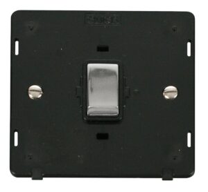 Click Definity Ingot 20A 1 Gang Dp Switch Insert Black / Chrome