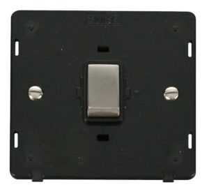 Click Definity Ingot 20A 1 Gang Dp Switch Insert Black / Stainless Steel
