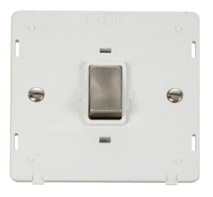 Click Definity Ingot 20A 1 Gang Dp Switch Insert White / Brushed Stainless