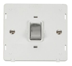 Click Definity Ingot 20A 1 Gang Dp Switch Insert White / Chrome