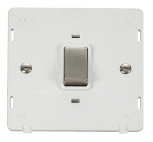 Click Definity Ingot 20A 1 Gang Dp Switch Insert White / Stainless Steel