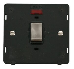Click Definity Ingot 20A 1 Gang Dp Switch With Neon Insert Black / Brushed Stainless