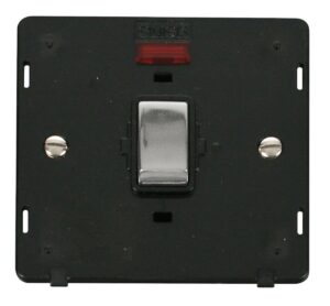 Click Definity Ingot 20A 1 Gang Dp Switch With Neon Insert Black / Chrome