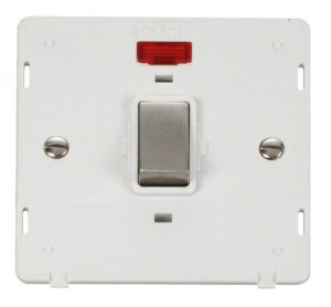 Click Definity Ingot 20A 1 Gang Dp Switch With Neon Insert White / Stainless Steel